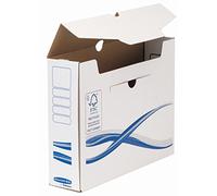Bankers Box 4460102 Basic Caja archivadora, 80 x 250 x 325 mm, color blanco/azul