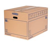 Bankers Box 6208401 Pack 10 Cajas de Cartón con Asas para Mudanzas, Almacenaje y Transporte Ultra resistentes, Canal Doble Reforzado, 100 Litros, Marrón, 70 x 44 x 33 cm