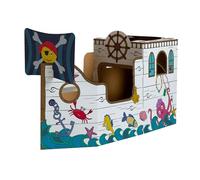 BANKERS BOX Casa de Juegos de Cartón Barco Pirata para Niños XL (79 x 50,5 x 135 cm) - Casita para Colorear, Certificada FSC y Reciclable, Diversión Creativa - Desde 3 años