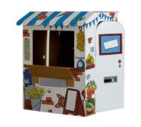 BANKERS BOX Casa de Juegos de Cartón Puesto de Mercado para Niños XL (106,6 x 81,6 x 93 cm) - Casita para Colorear, Certificada FSC y Reciclable, Diversión Creativa - Desde 3 años