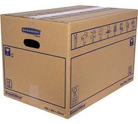 Bankers Box 6208301 Pack 10 Cajas de Cartón con Asas para Mudanzas, Almacenaje y Transporte Ultrarresistentes, Canal Simple Reforzado, 32 Litros, Marrón, 43 x 30 x 25 cm