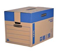 BANKERS BOX pack 5 cajas mudanza 127L (45,5×60,5×45,5cm), cartón doble, asas, sin cinta, montaje FastFold - resistentes, 100% reciclables - ideal para mudanza y almacenaje