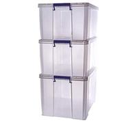 Bankers Box ProStore - Caja de almacenamiento de plástico (2 x 70 litros y 1 x 85 l)