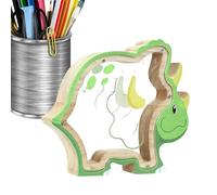 Banks For Kids - Wooden Dinosaur Safe Cash Box, Boys Girls Money Bank with Coin Slot, Unbreakable Savings Box | Cute Dino Design For Nursery, Shelf, Home, Bookshelf, Child Bedroom