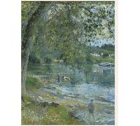 Banks of the Oise at Auvers-sur-Oise (1878) - Camille Pissarro: Impressionist Riverside Landscape Art Notebook | 8.5 x 11 Lined Pages | Writing, Journaling, Sketch Notes