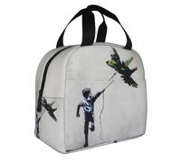 BANKSY Boy jugando con cometa de caza a reacción - Arte urbano Bolsas térmicas de comida aislantes de Medio Oriente Bolsa térmica Caja de comida
