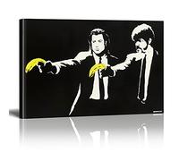 Banksy Cuadros sobre Lienzo Impresión Pulp Fiction Graffiti Arte Calle Cuadro Pared Pop Art Pintura Impresión Arte Arte Moderno Mural XXL Decoración de Pared con Marco 110 x 60 cm
