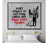 Banksy Don't Forget To Eat Your Lunch And Make Some Trouble Canvas Wall Art Print Wall Art Posters and Prints Decor 80x90cm(31x35in) Marco interior