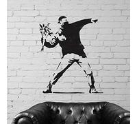 Banksy Flower Thrower Réplica Plantilla | Reutilizable Decoración Casa & Artesanía Pintura Plantilla - semitransparente plantilla, L/ 37x43cm