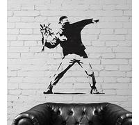 Banksy Flower Thrower Réplica Plantilla | Reutilizable Decoración Casa & Artesanía Pintura Plantilla - semitransparente plantilla, XS/ 11x12cm