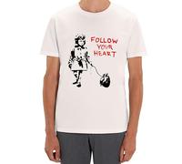 Banksy Folow Your Heat Girl Street Art - Camiseta de arte urbano clásico para hombre y mujer, blanco, 42