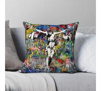 Banksy - Funda de almohada cuadrada con diseño de Jesús Pop Street Art Mashup de poliéster y lino y terciopelo, funda de almohada para sofá