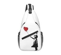 Banksy Girl with Heart Balloon Graffiti Street Balloon Chest Bag Hombres Sling Crossbody Backpack Chest Bag Daypack Shoulder Bag