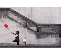 Banksy - La niña del globo. Es un mini Poster de Papel de uno de los trabajos mas populares de este icono internacional del arte urbano (graffiti), en el que dice que siempre hay esperanza "There is always hope". Medida estandarizada "A2" (59.4 x 42 cm aprox.)