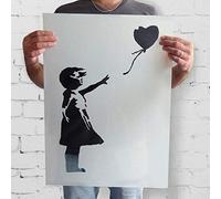 Banksy Muchacha Del Globo Plantilla reutilizable casa pared Decoración Estarcido Grafiti Estilo Banksy Arte Estarcido Pintura paredes Tela & Muebles - SEMITRANSPARENTE ESTARCIDO, XL/ 54X78CM