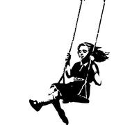 Banksy Oscilación Niña Pared Pegatina Vinilo Adhesivo Mural Vinilo de Pared Extraíble Adhesivo 60cm X 90cm, Reflectante