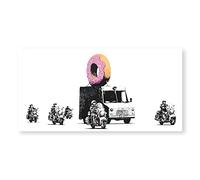Banksy Pink Donut Police Escort Canvas Painting Posters and Prints Wall Art Picture para la decoración del hogar de la sala de estar (70x120cm) 28 × 47 pulgadas sin marco