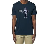 Banksy Robot Barcode Graffiti Unisex Hombre Mujer Camiseta Algodón Urban Classic Tops Azul Marino, azul marino, 54