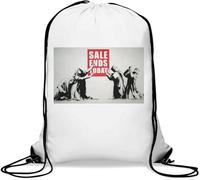 Banksy Street Art Sale Ends Today - Saco de gimnasio informal con cordón, color blanco, White, Talla única