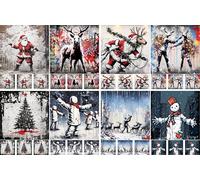 Banksy Style Decoupage - Papel de arroz para decoupage, 8 x 11.5 pulgadas (A4), 4 hojas, 32 piezas, 8 diseños únicos, diseños versátiles de Navidad para proyectos de arte y manualidades CRAFT