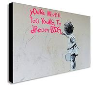 Banksy You Never Too Old To Dream Big - Lienzo Decorativo Enmarcado para Pared, Varios tamaños (A3, 16.0 x 12.0 in)