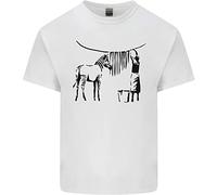 Banksy Zebra Stripes - Camiseta de algodón para hombre, blanco, M