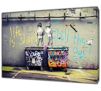 Bankys Kids Life is Short - Cuadro de pintura sobre lienzo enmarcado, decoración del hogar, 50 x 30 cm, 18 mm de profundidad