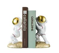 Banllis, Sujetalibros con temática espacial de astronauta y luna para estantes, habitación de niños, decoración planetaria para guardar libros, resistente, regalo único para niños y niñas, Dorado