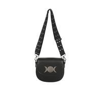Banned Alternative Bolso Bandolera Mujer Gótico | Bolso Media Luna Triple Diosa | Estilo Occult Witchy con Correa Ancha de Ojales | Modelo Eternal Dusk