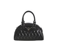 Banned Alternative Bolso Gótico Mujer | Bolso Bowling Negro Acolchado con Telaraña | Bolso Bandolera Piel Vegana con Asa Superior y Acabado Brillante