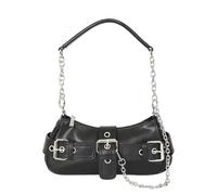 Banned Alternative Bolso Gótico Mujer | Bolso de Hombro Y2K con Hebillas y Cadenas | Bolso Negro de Polipiel Estilo Punk | Incluye Correa Bandolera | Modelo Night Vibe