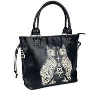 Banned Alternative Esoteric Cat Bag Mujer Bolsa de Mano negro-blanco 100% poliuretano