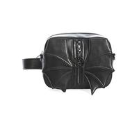 Banned Alternative Riñonera y Bolso Gótico Mujer | Diseño Convertible 2 en 1 con Alas de Murciélago | Piel Vegana Negra con Tirador de Pentagrama | Modelo Malachi