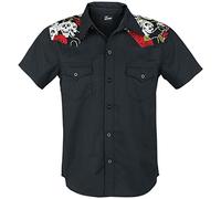 Banned Alternative Skull Rose Hombre Camisa Manga Corta Negro M 60% poliéster, 40% algodón Regular