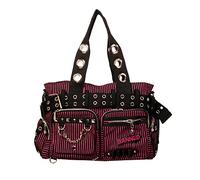 Banned - Bolso de mano a rayas negro y rojo, Talla única, talla única, Espalda