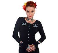 Banned Swallow Bird Rockabilly - Cárdigan retro para mujer Negro Negro y negro. L