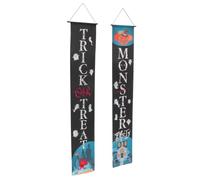 Banner Colgante de Halloween de Poliéster Negro para Puerta | Decoración Festiva Reutilizable, Cuerda Incluida, para Entrada, Porche y Escaparate Comercial