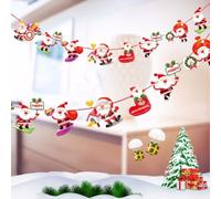 Banner colgante de Navidad para el hogar, hotel y exhibición, pancarta de cartón de 2,5 m con motivos de Papá Noel, alce y calcetín, FES (Merry Christmas)