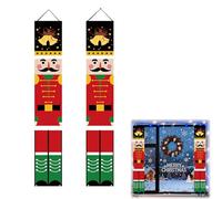 Banner de Cascanueces Navidad, Decoración navideña Banners Exteriores 2 Piezas 30x180cm Rojo Soldados Cascanueces para Puerta jardín Ventanas Eventos Festivos