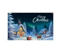 Banner de decoración navideña con muñeco de nieve y Papá Noel, adecuado para exhibición de patio al aire libre y fondo de cabina de fotos, tela de poliéster con ojales (A)