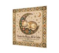 Banner de fondo - Arte bordado con diseño de luna y gato, tela de fondo para fotografía, para cumpleaños, día de la madre, dormitorio, , fotografía, reunión familiar, comedor