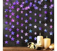 Banner de Guirnalda de Papel de Estrella Brillante de 130 Feet Decoración Colgante para Decoración de Clase de 2021 Felicidades Graduación Cumpleaños Boda (Púrpura Holográfica)