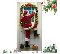 Banner de Puerta de Navidad, Cubierta de Puerta de poliéster Papá Noel 2D, decoración de Entrada, Cortina de casa de Nooel, exhibición de de salón de Cocina de Clase