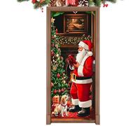 Banner de Puerta de Vacaciones - Adorable decoración de Papá Noel, de poliéster Reutilizable con diseño Festivo y Correas de suspensión fáciles | Decoración de Puerta de Navidad para jardín