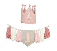 Banner de Silla Alta, Decoración para Fiesta de Primer Cumpleaños, Pancarta de Arpillera para Silla Alta, Guirnalda de Borlas para Bebé, Regalo para B, Rosa