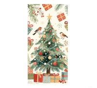 Banner decorativo para puerta de vacaciones con tema de adorno de árbol de Navidad para telón de fondo de fotografía, hecho de poliéster impermeable resistente a las arrugas para uso en interiores
