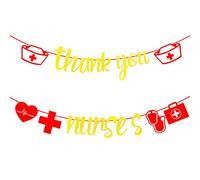 Banner Gracias Enfermera, Guirnalda Felicitaciones Diploma Enfermera 2026 Con lentejuelas Oro Decoración Enfermera Apreciación Semana Regalos Fiesta Médica