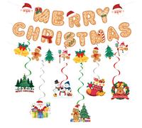 Banner navideño en espiral colgante de Feliz Navidad, decoración para fiestas navideñas, suministros de decoración nuevo