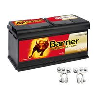 Banner Running Bull - Batería de fibra de vidrio absorbente AGM de 92 Ah, 12 V, la batería incluye bornes, para coche, barco, autocaravana