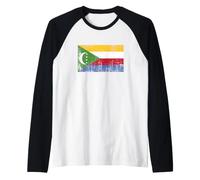 Banner Vintage Fan The Comoros Flag Retro Camiseta Manga Raglan